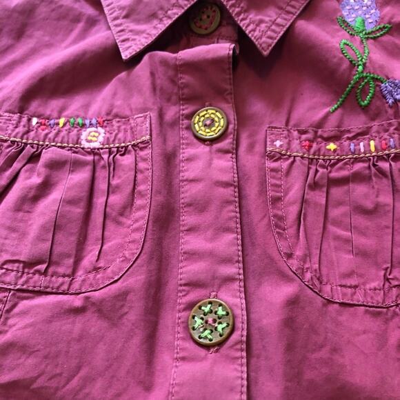 Next Girls’ Embroidered Dress Short Sleeve Flowers Boho Dark Pink Size 5 - Picture 5 of 11